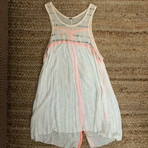 Free People tank with sequin & neon orange detail